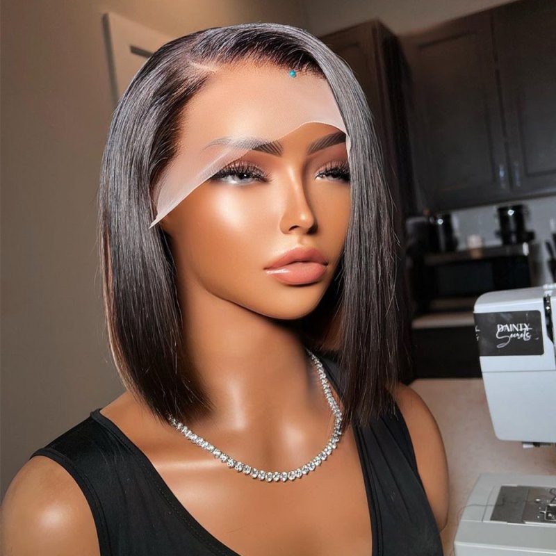 C Part Blunt Cut Bob Wig Undetectable HD Air Lace Glueless Wig - DTS002