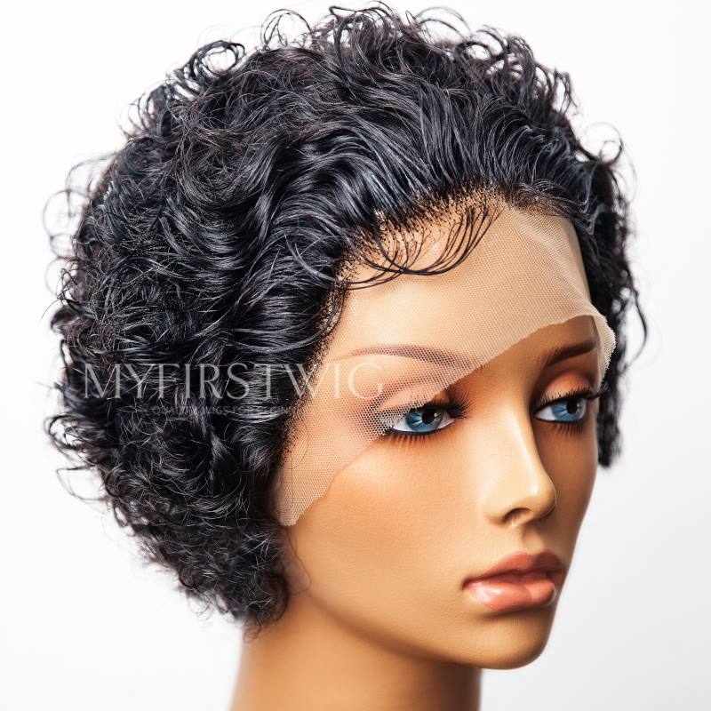 Short Curly Pixie Cut Glueless Wig Lace Front Wig - CLY006