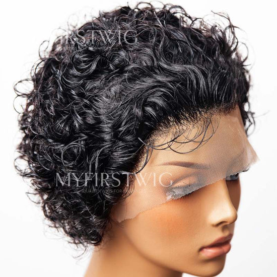 Short Curly Pixie Cut Glueless Wig Lace Front Wig - CLY006