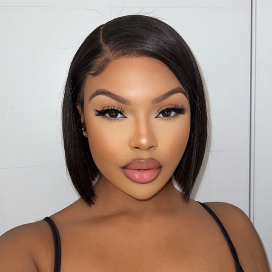 Side Part Blunt Cut Bob Wig Undetectable HD Air Lace Glueless Wig - KLD001