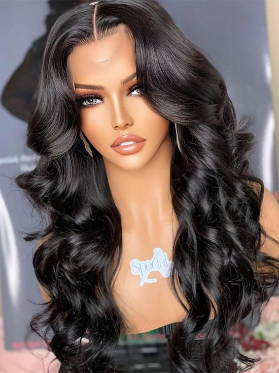 Middle Part Soft Wavy HD Lace Wear Go Glueless Wig - AWW003