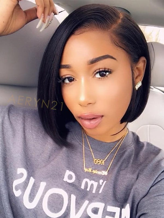 Side Part Short Bob HD Lace Wear Go Glueless Wig - AWB003