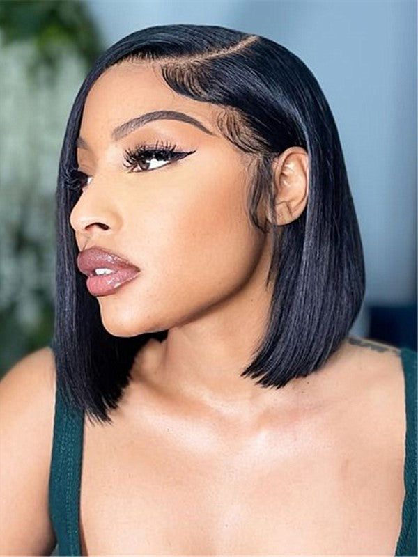 Side Part Short Bob HD Lace Wear Go Glueless Wig - AWB003