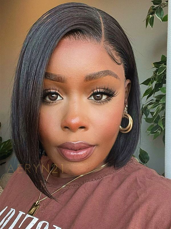 Side Part Short Bob HD Lace Wear Go Glueless Wig - AWB003
