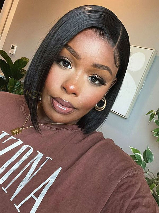 Side Part Short Bob HD Lace Wear Go Glueless Wig - AWB003