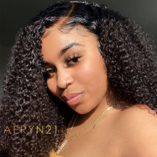 Afro Curly Natural Hair Textured Wig Undetectable HD Lace Glueless Lace Wig - CLY007