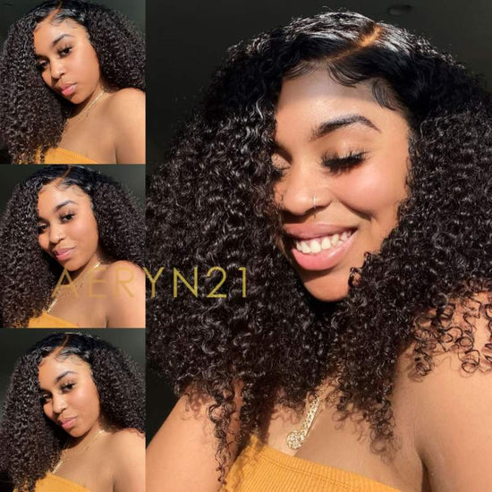 Afro Curly Natural Hair Textured Wig Undetectable HD Lace Glueless Lace Wig - CLY007