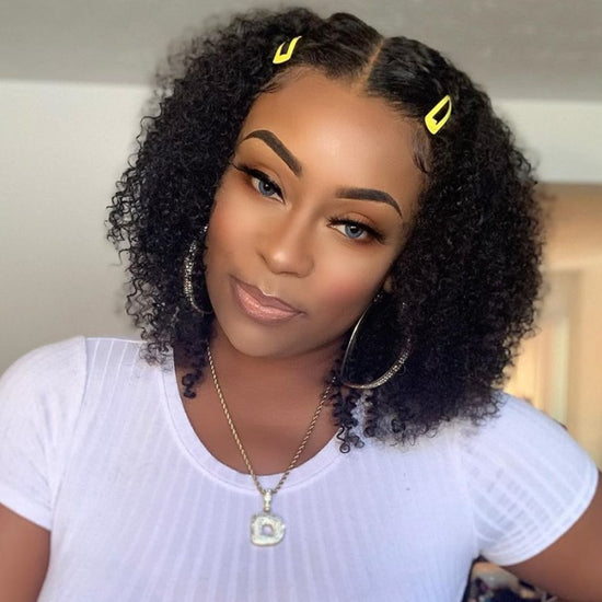 Afro Tight Curly Short Hair Undetectable HD Air Lace Glueless Wig - CLY008