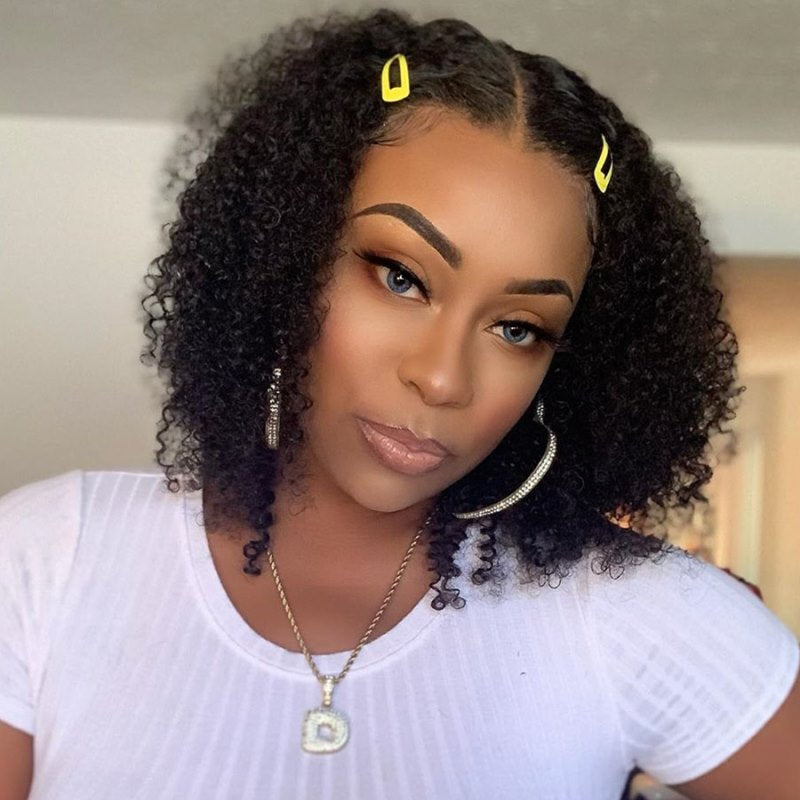 Afro Tight Curly Short Hair Undetectable HD Air Lace Glueless Wig - CLY008