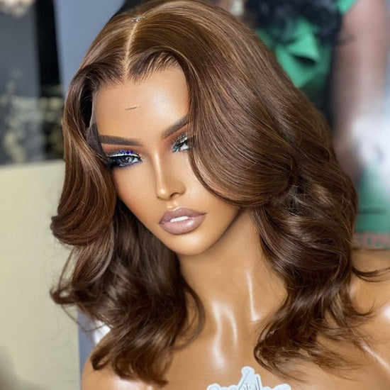 Caramel Brown Wavy Undetectable HD Air Lace Glueless Wig - SPE017