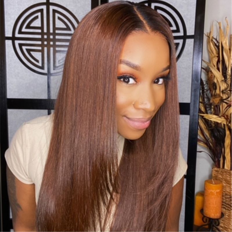 Chestnut Brown Wig With Layers Undetectable HD Lace Glueless Lace Wig - STW005