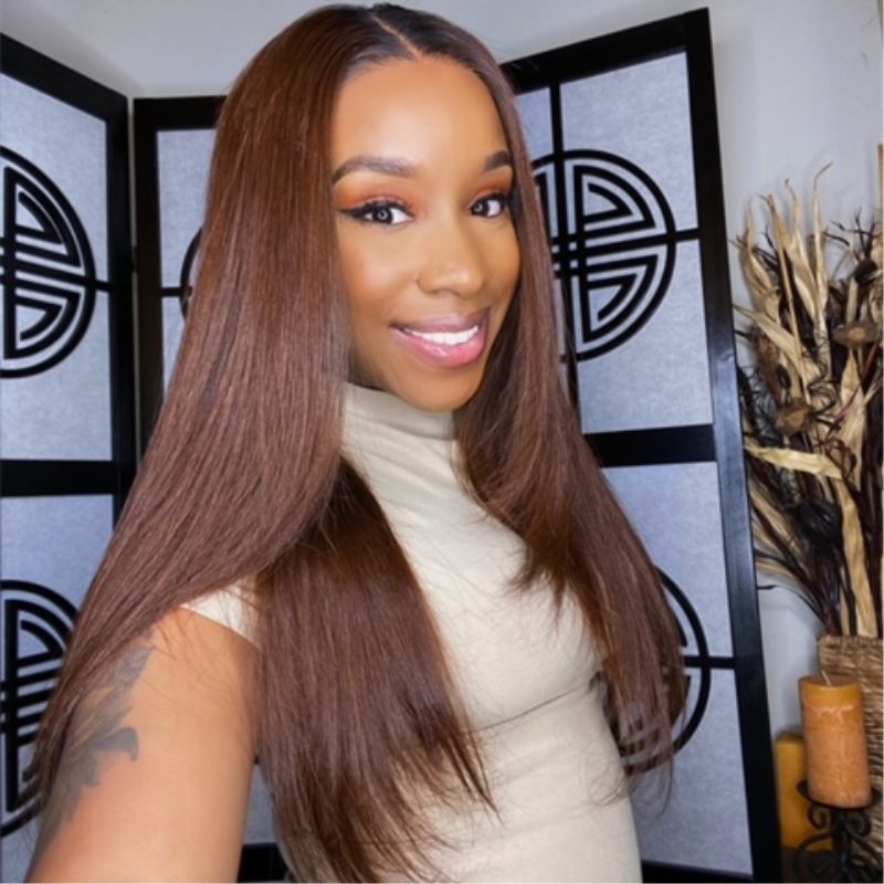 Chestnut Brown Wig With Layers Undetectable HD Lace Glueless Lace Wig - STW005