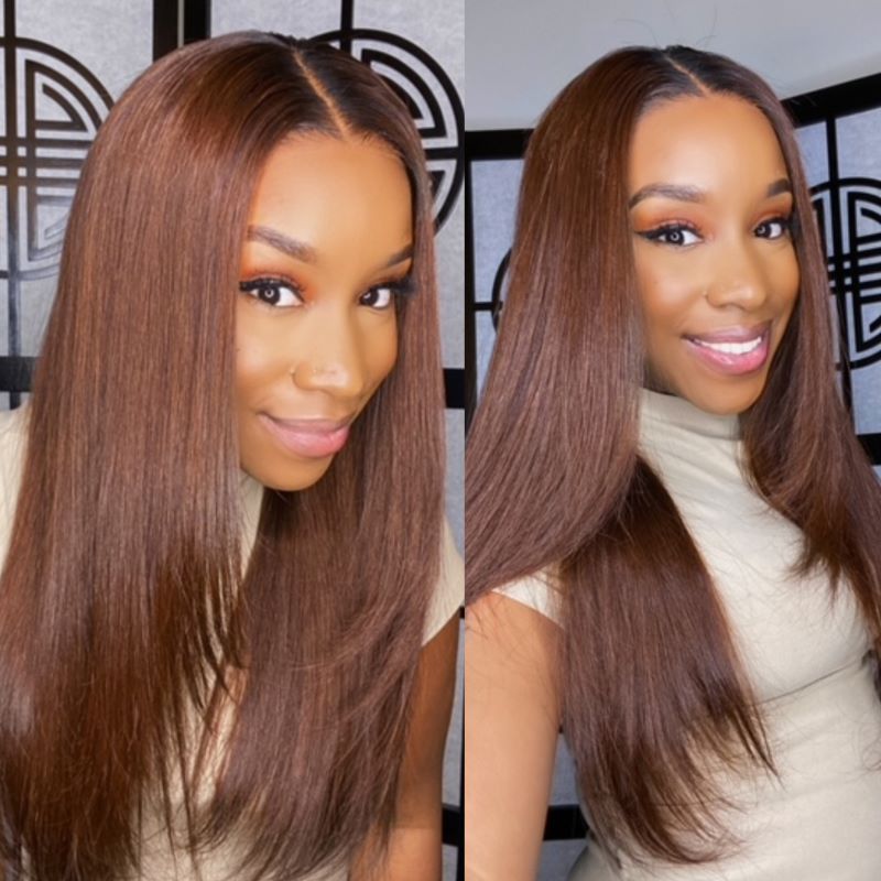 Chestnut Brown Wig With Layers Undetectable HD Lace Glueless Lace Wig - STW005