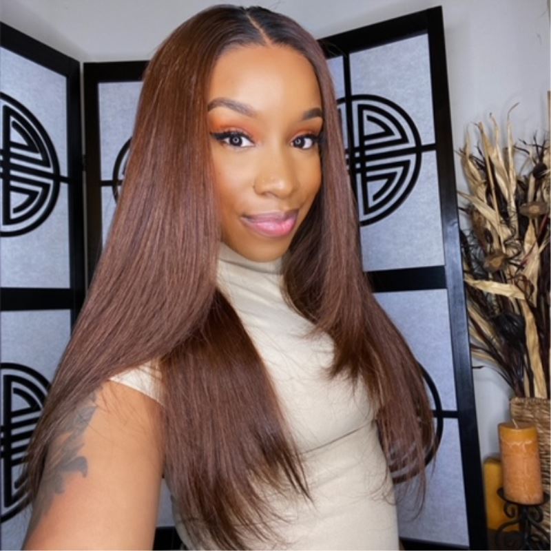 Chestnut Brown Wig With Layers Undetectable HD Lace Glueless Lace Wig - STW005