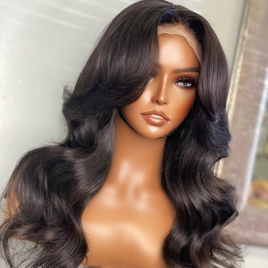 Curtain Bangs Wavy Wig Undetectable HD Lace Glueless Lace Wig - WAVY005