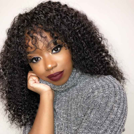 Deep Wave Glueless Wig With Bangs Fringe - SCT010