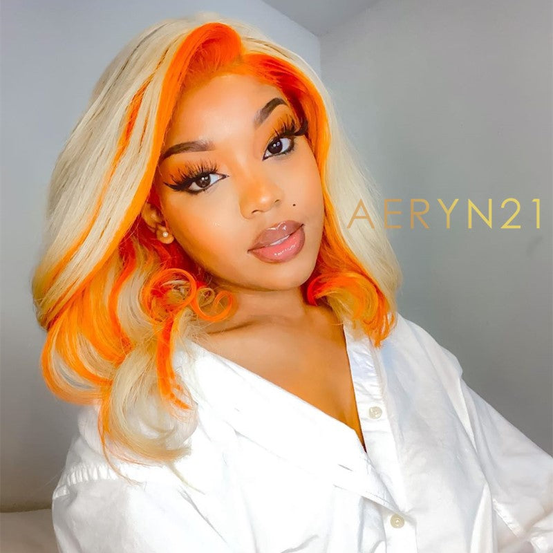 Forever 21 - 613 Blonde Highlight With Orange Undetectable HD Lace Glueless Wig - 4EVER003