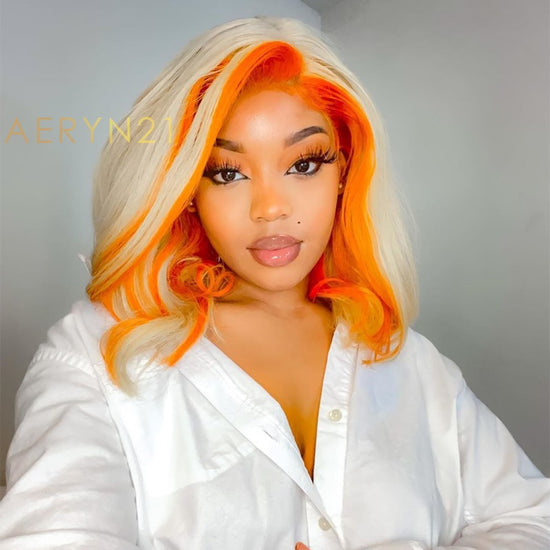 Forever 21 - 613 Blonde Highlight With Orange Undetectable HD Lace Glueless Wig - 4EVER003