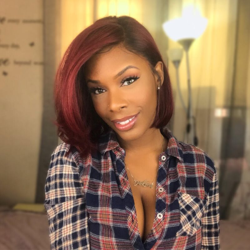 Glam Burgundy Side Part Short Bob Wig Undetectable HD Air Lace Glueless Wig - LVB003