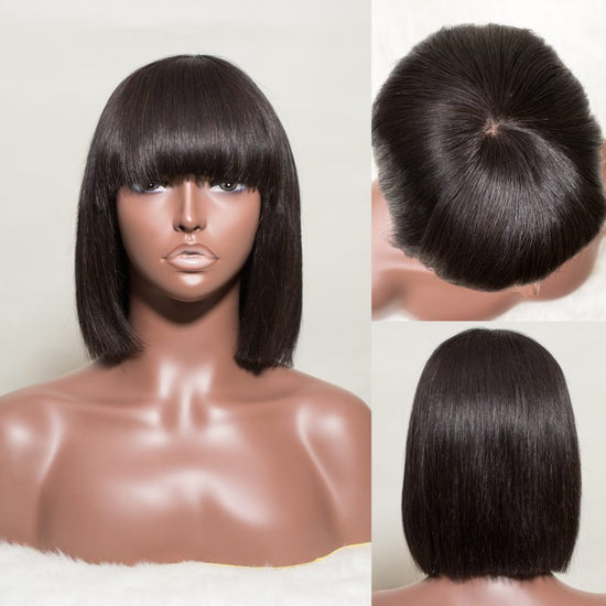 Glueless Wig With Bangs Fringe Bob Wig - SCT002