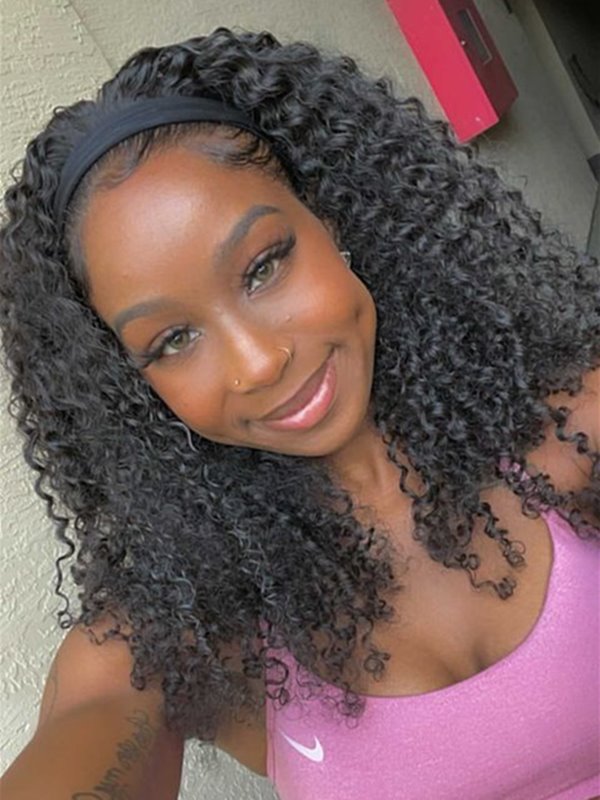 14"-20" Kinky Curly Affordable Headband Wig Glueless Cap- HBKC035