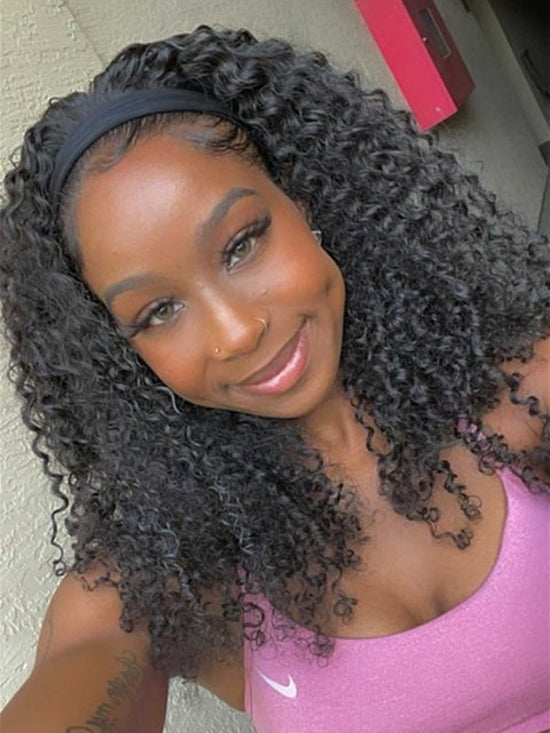 14"-20" Kinky Curly Affordable Headband Wig Glueless Cap- HBKC035