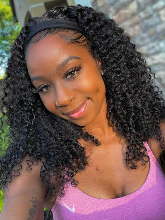 14"-20" Kinky Curly Affordable Headband Wig Glueless Cap- HBKC035