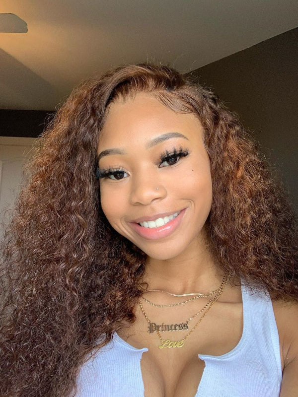 14"-20" Ombre Brown Loose Wave Wig Undetectable HD Lace Glueless Lace Wig - LFWW052