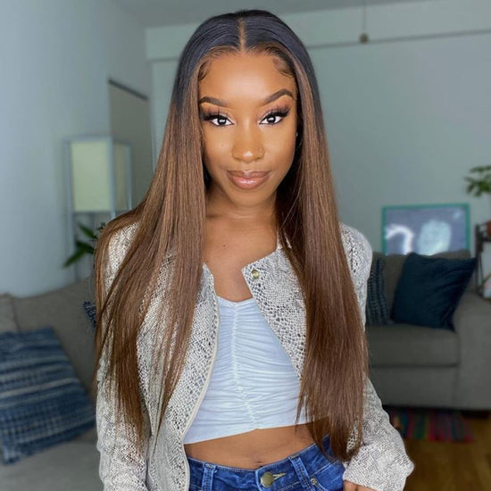 Ombre Brown Straight Wig Undetectable HD Lace Glueless Lace Wig - STW003