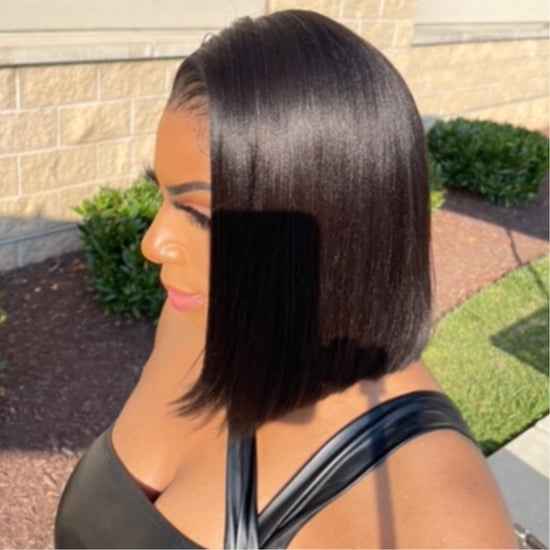 Relaxed Yaki Texture Side Part Bob Undetectable HD Air Lace Glueless Wig - Yaki024