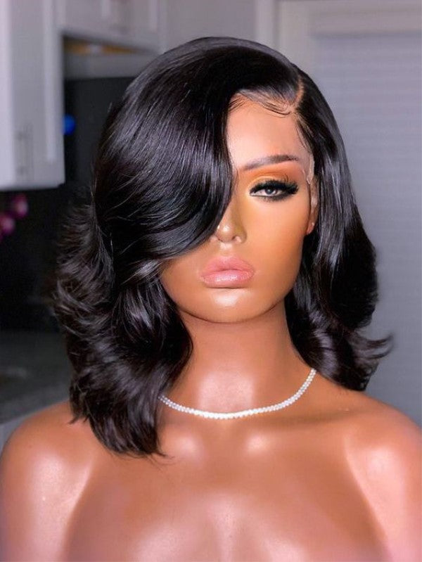 Short Wavy Wig Undetectable HD Lace Glueless Lace Wig - LFBW076