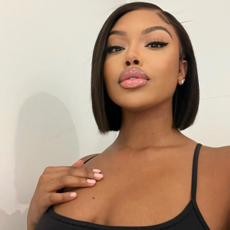 Side Part Blunt Cut Bob Wig Undetectable HD Air Lace Glueless Wig - KLD001