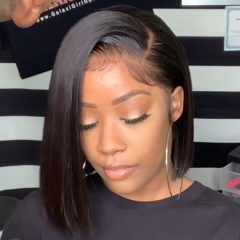 Side Part Bob Short Hair Undetectable HD Air Lace Glueless Wig - LFB044